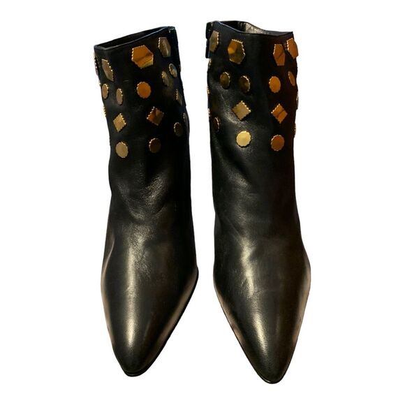 ANDREA PFISTER vintage dead stock black and gold stiletto bootie Italian size 10 - Picture 3 of 13